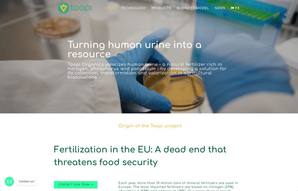 TOOPI Organics - Transforme les urines humaines en engrais organiques